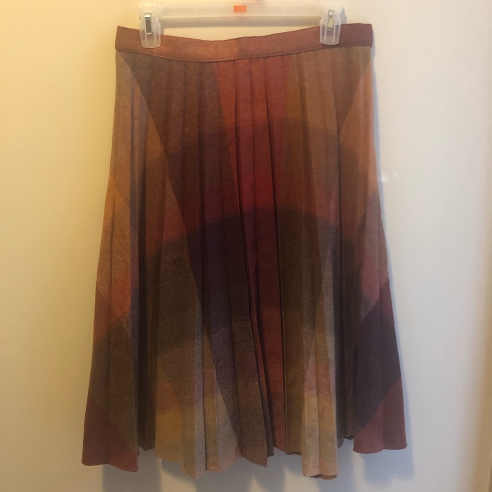 Vintage Pleated Flannel Midi Skirt